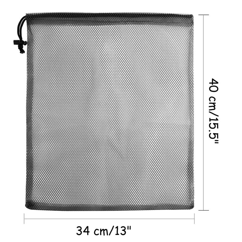 KUUQA 10 Pcs Drawstring Bag, Laundry and Golf Ball Bag, Nylon Mesh for Storage, Travel and Sports (Black, 13"x15.5") - Image 2